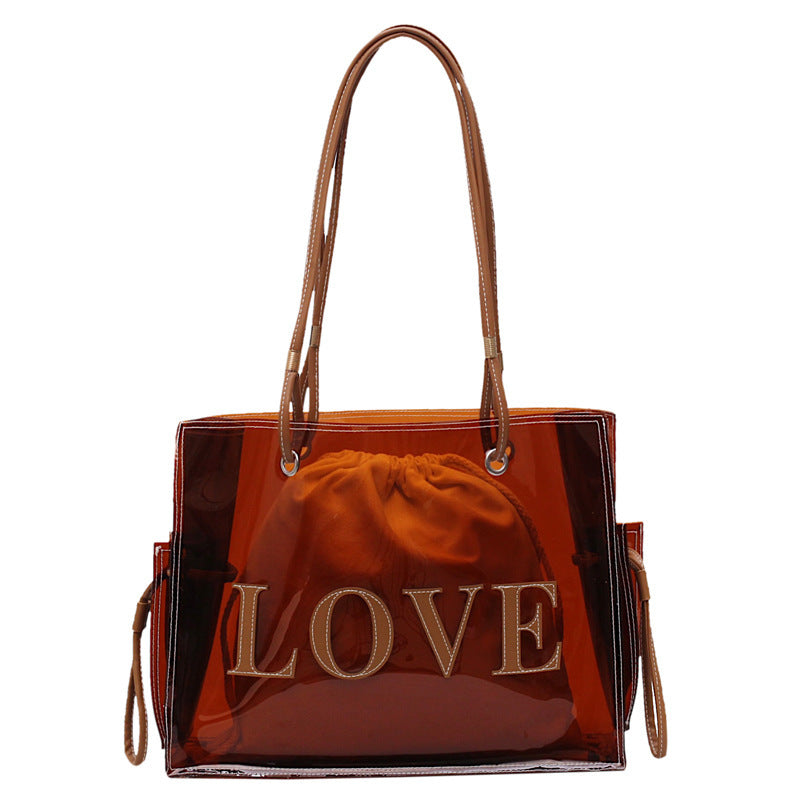 Love Print Tote Transparent Large Bag