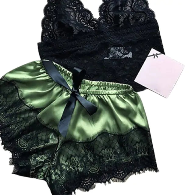 Lace Satin 2-piece Sleepwear Set