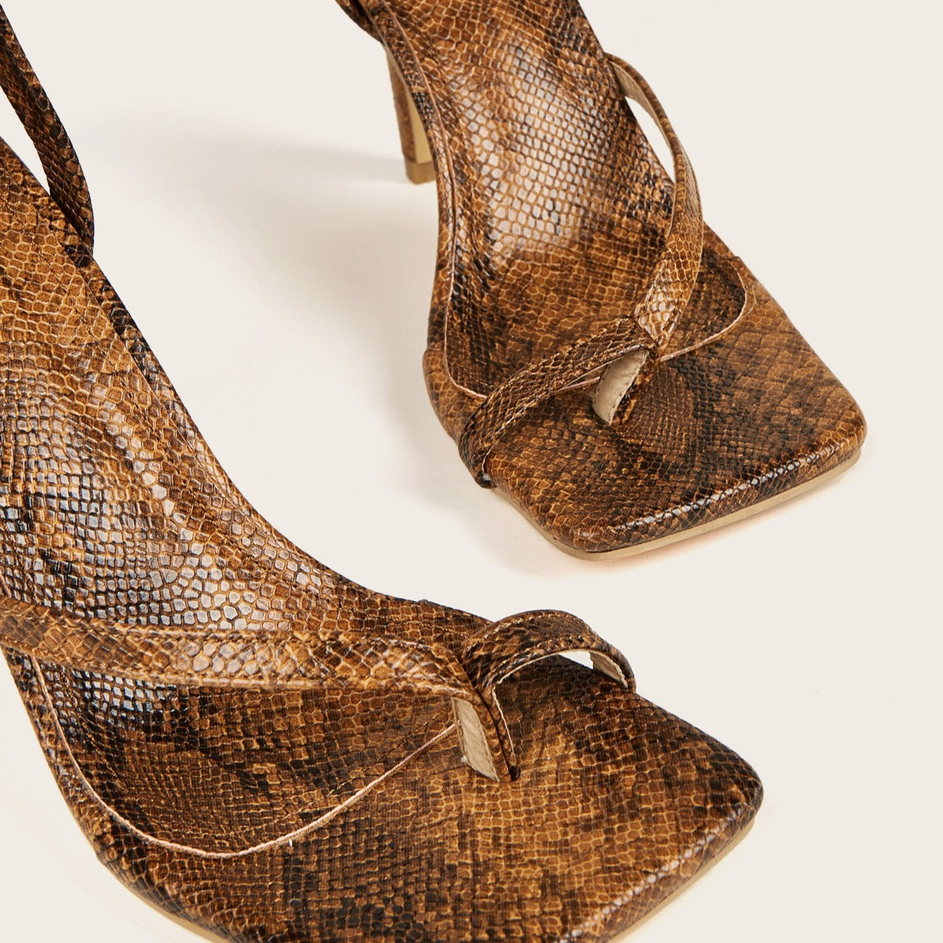 Snake Print Snake Wrap High Heel Sandals