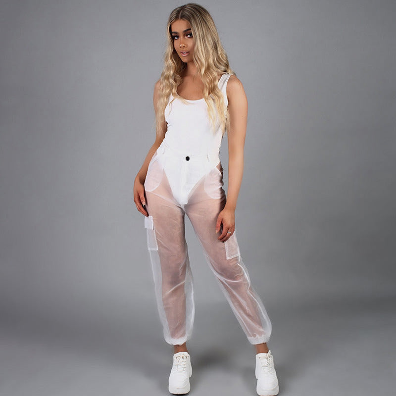 Mesh See-through Baggy Trousers