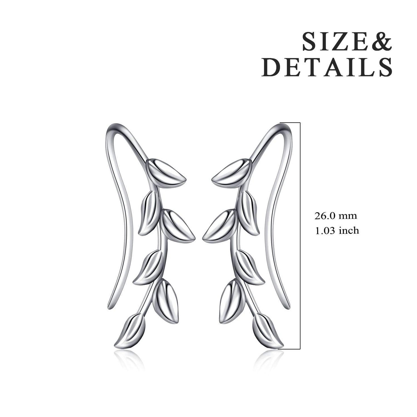 925 Sterling Silver Leaf Climber Cuff Earrings