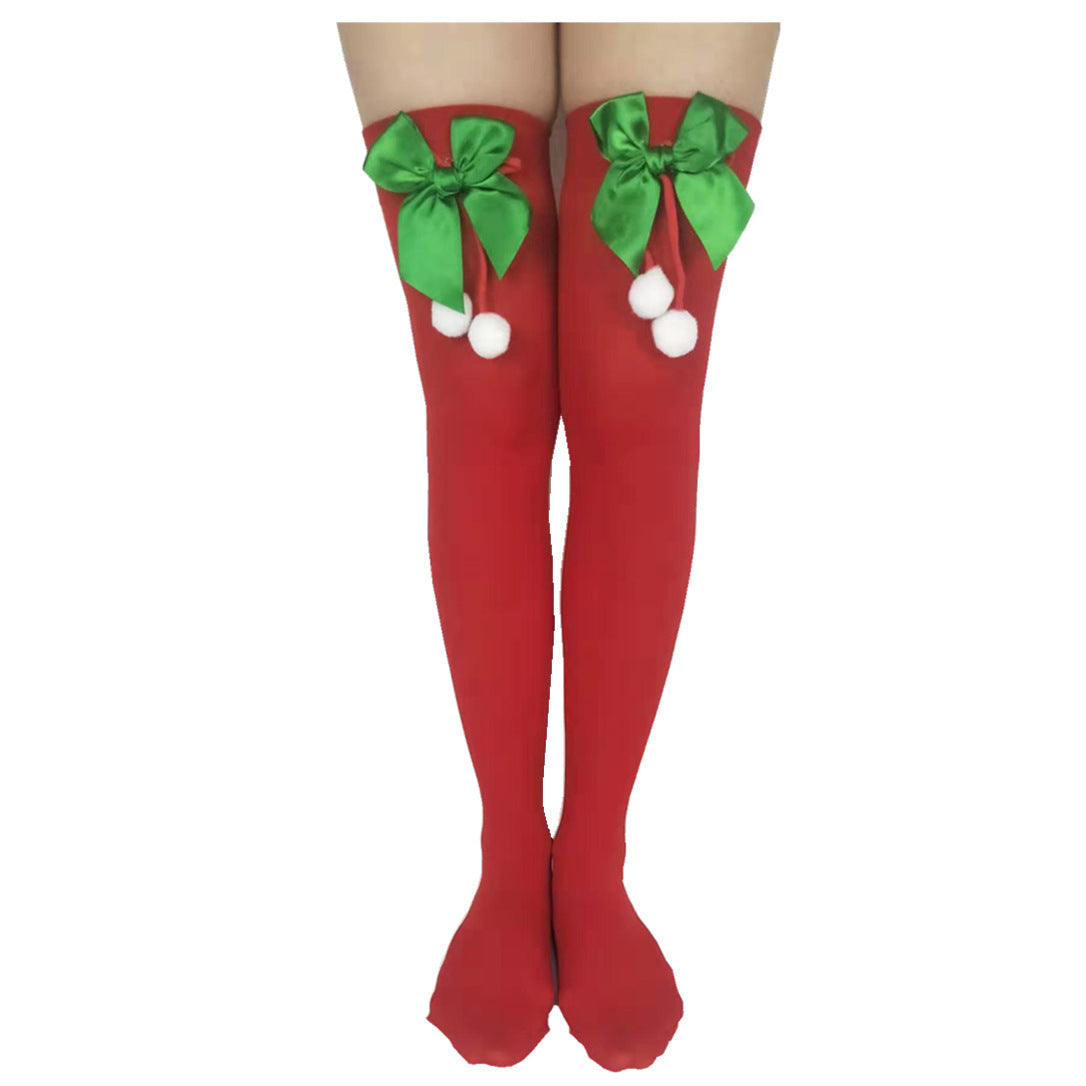 Christmas Bow Long Socks