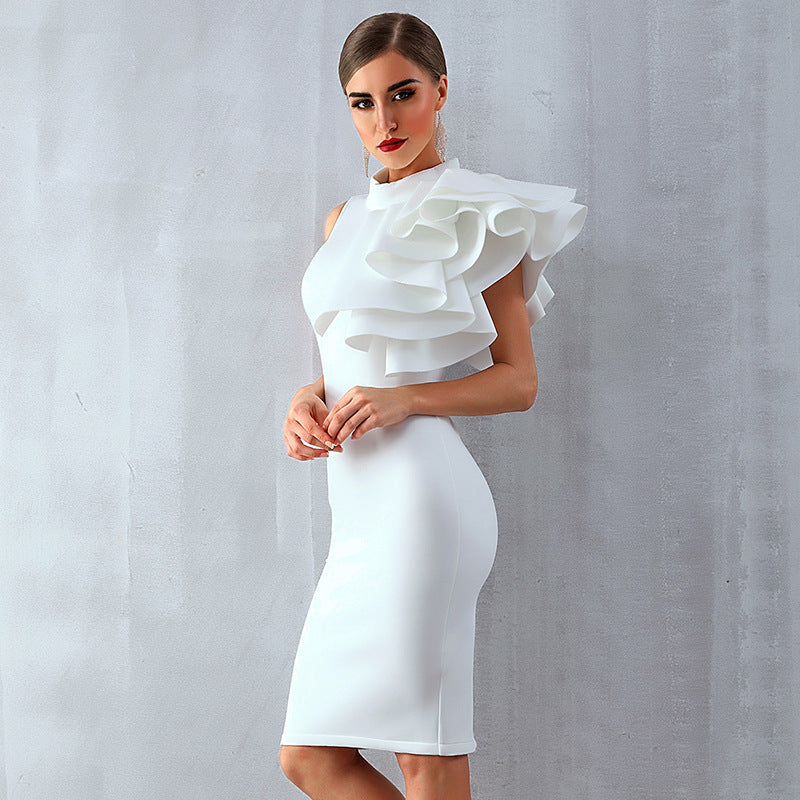 One-shoulder Ruffle Dress