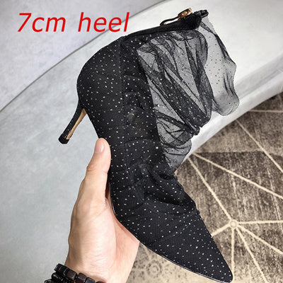 High Heels mit Pailletten und Spitze