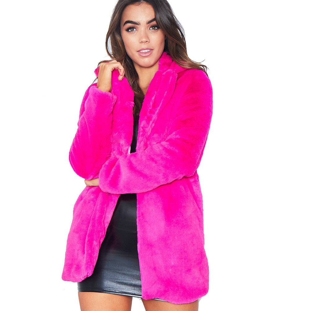 Faux Fur Thick Long Sleeve Coat