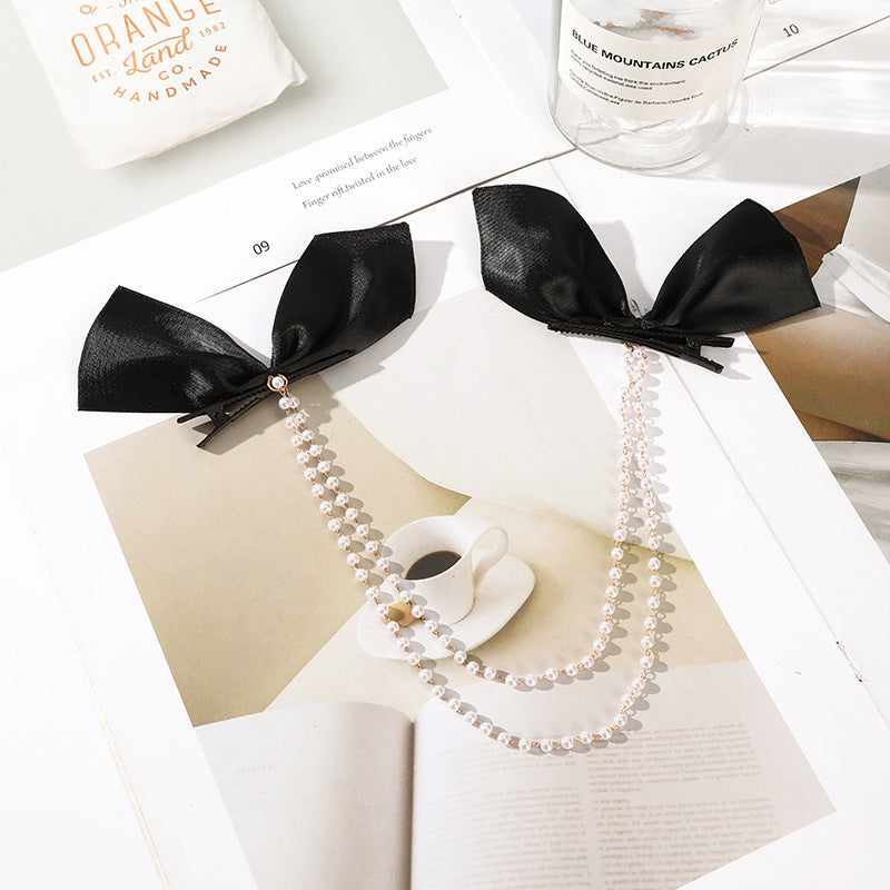 Bow Pearl Fringe Hair Clip