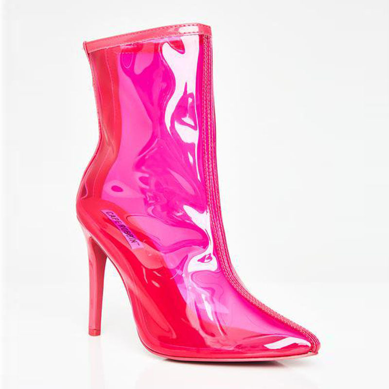 Transparent Stiletto Heel Back Zip Boots (Available in other colours)