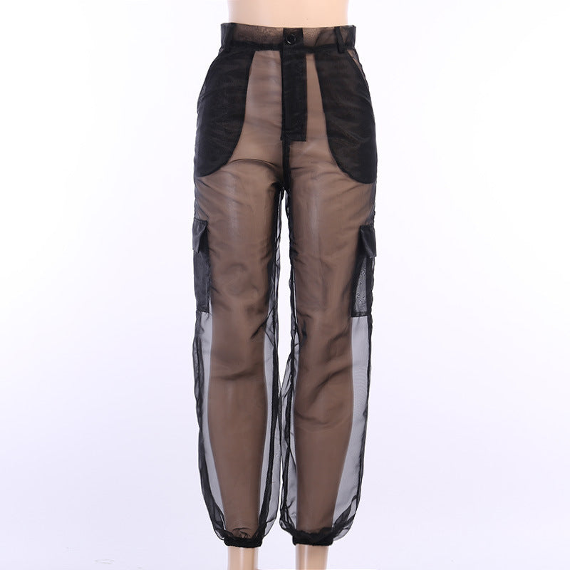 Mesh See-through Baggy Trousers