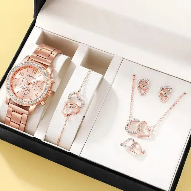 Luxury 5-piece Watch and Jewelry Set