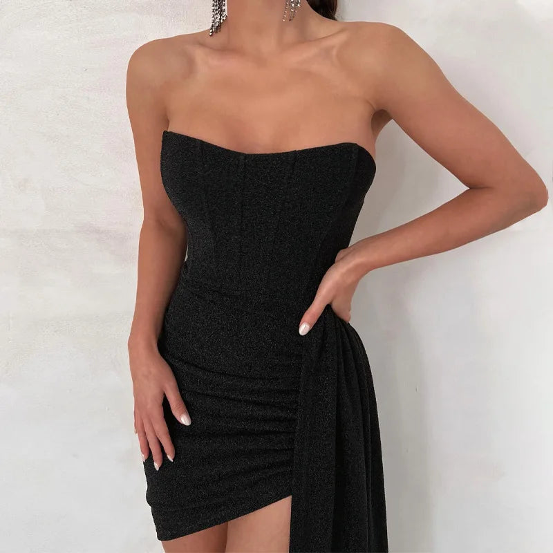 Strapless Backless Irregular-hem Long-tail Dress