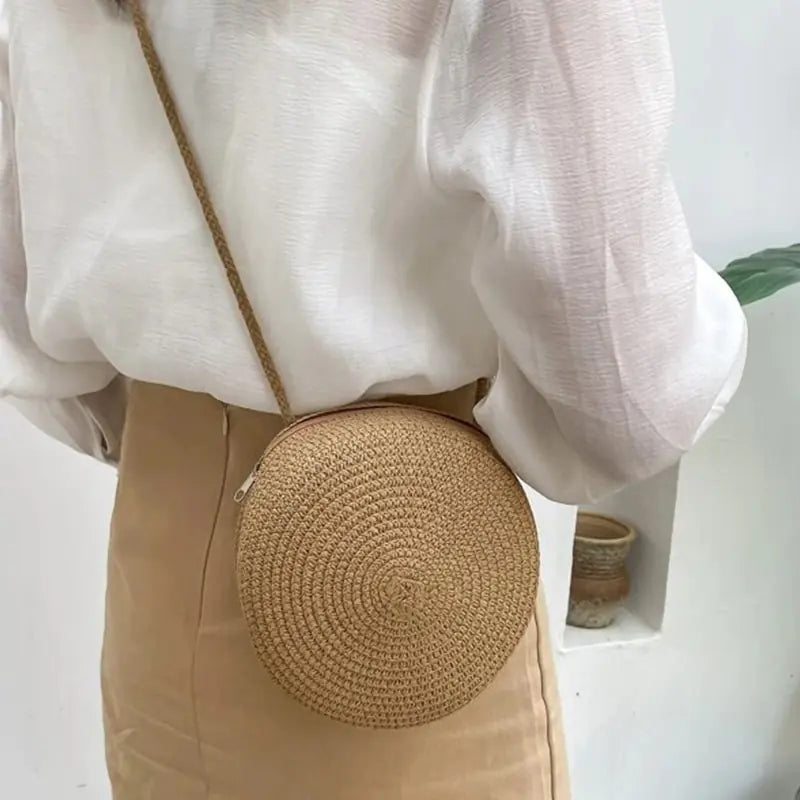 Round Woven Straw Bag