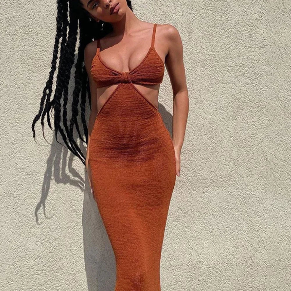 Knitted Cutout Maxi Dress