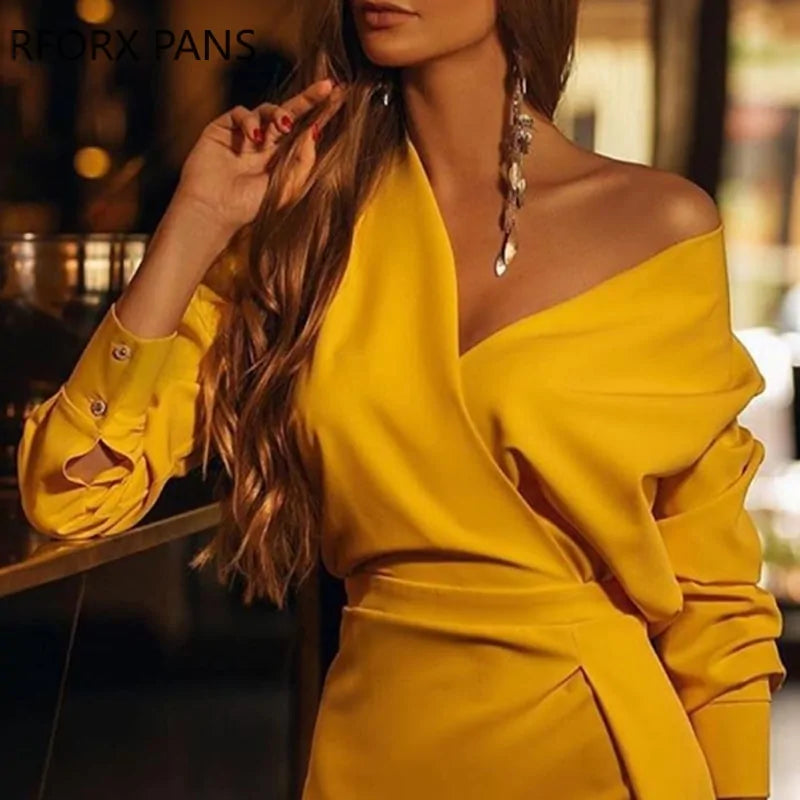 Off-shoulder Long Sleeve Dress