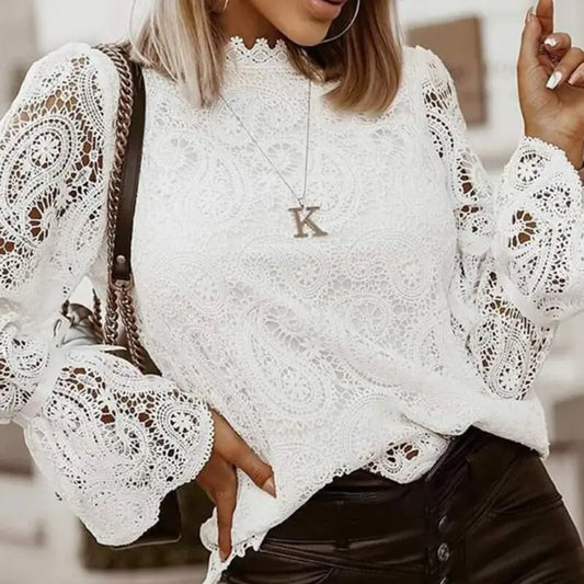 Lace Lantern Long Sleeve Blouse