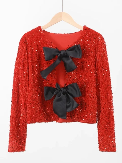 Sequin Bow Short Jacket