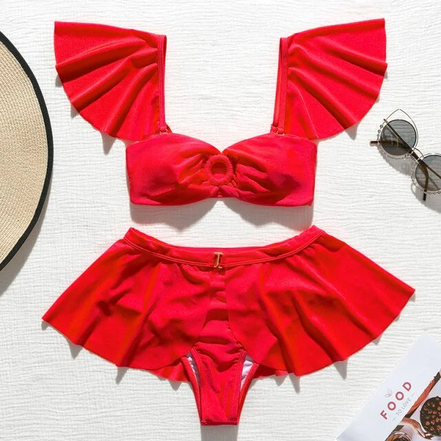 Ruffle High Waist Bikini Set