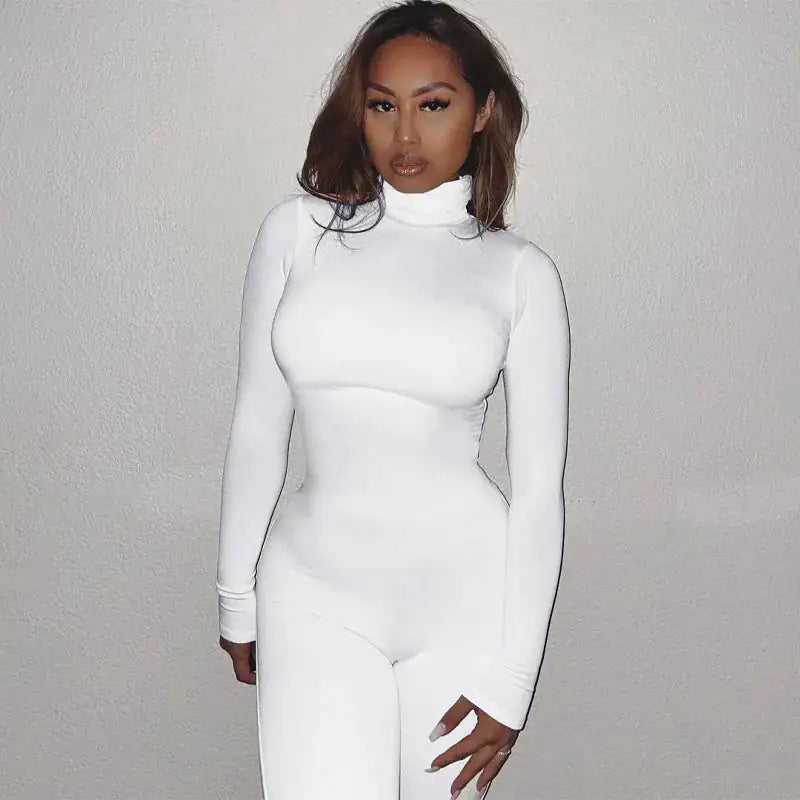 Turtle-neck Long Sleeve Jumpsuit