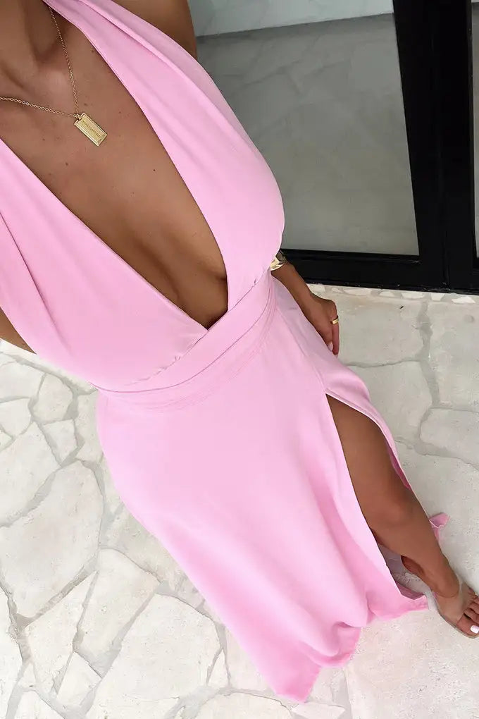 Deep V Halter-neck Dress