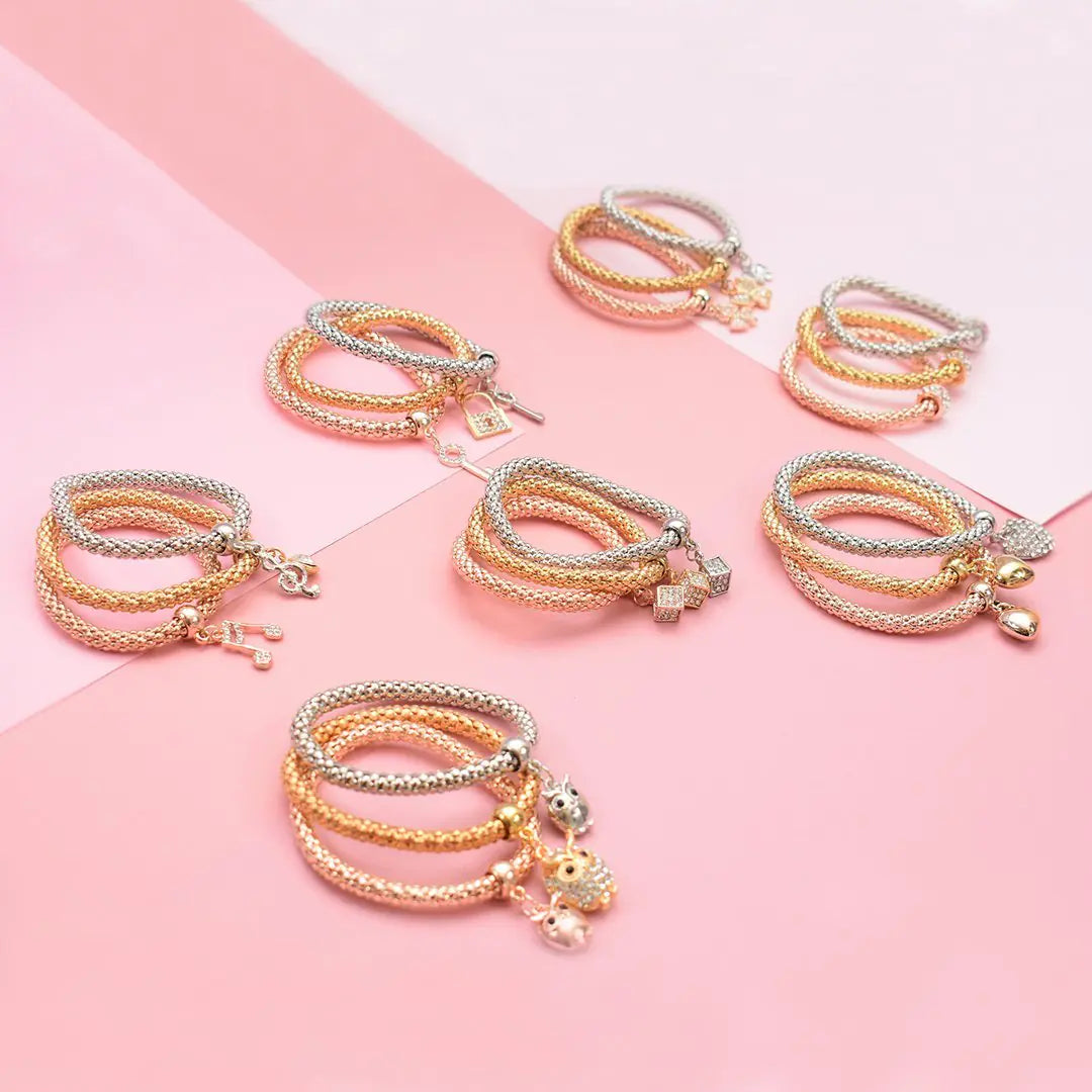 GSR Bubble Hearts 3-piece Bracelet Set