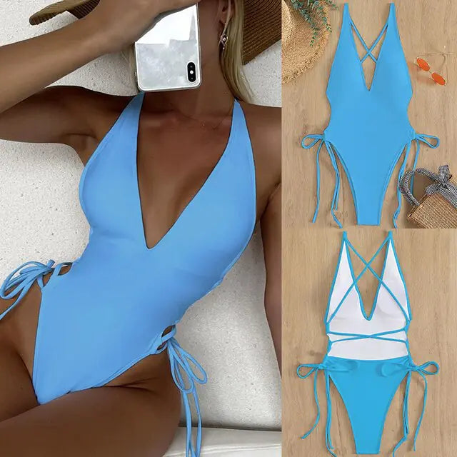 Halter-neck One-Piece Swimsuit