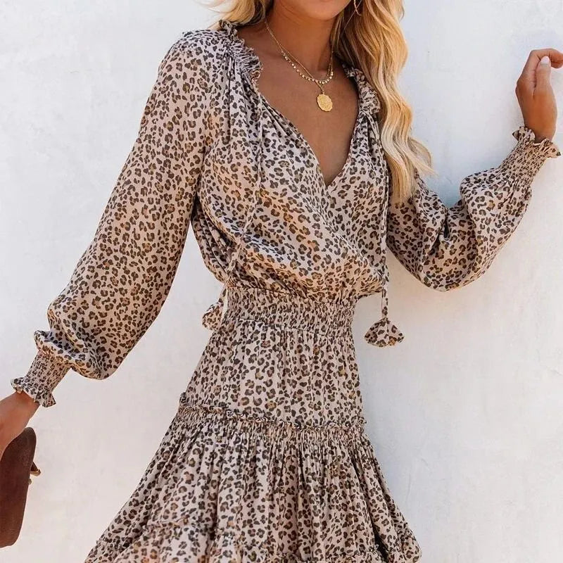 Leopard Print Ruffle Dress