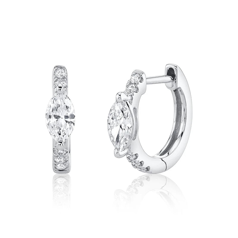 Cubic Zirconia Gold Silver Plated Hoop Drop Two-piece Earrings Set