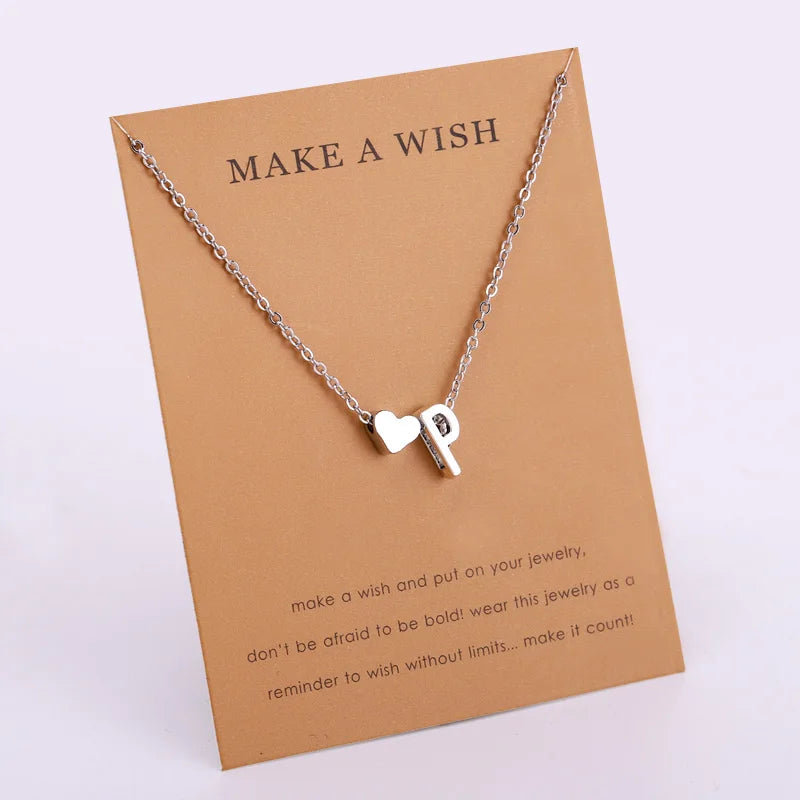 Initial Letter Heart Necklace Friendship Christmas Birthday Gift