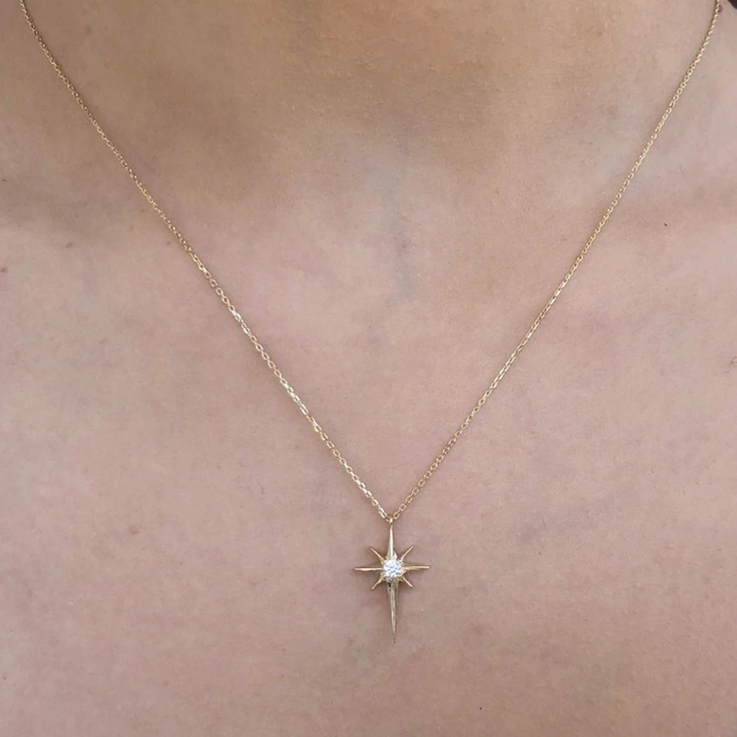 Crystal Star Pendant Gold Plated Necklace