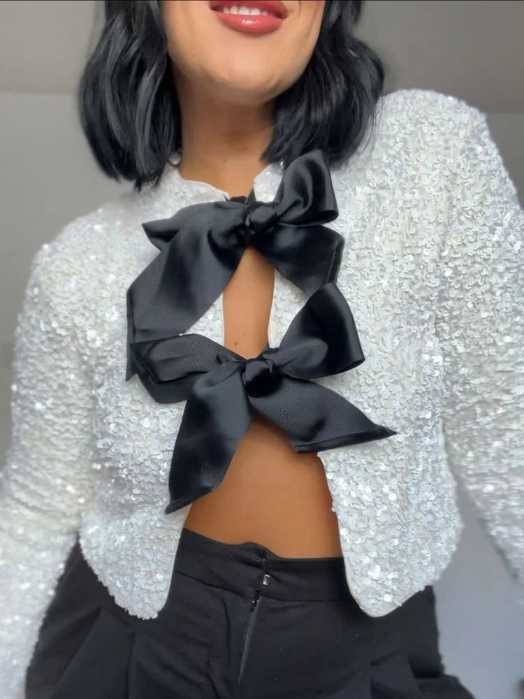 Sequin Bow Short Jacket