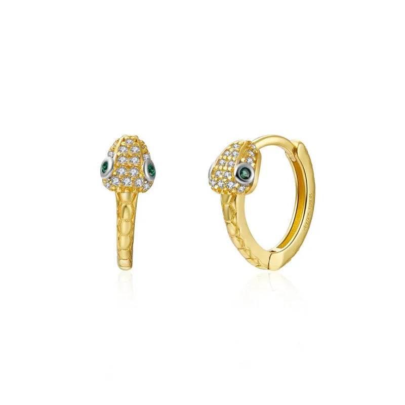 Cubic Zirconia Gold Silver Plated Hoop Drop Two-piece Earrings Set