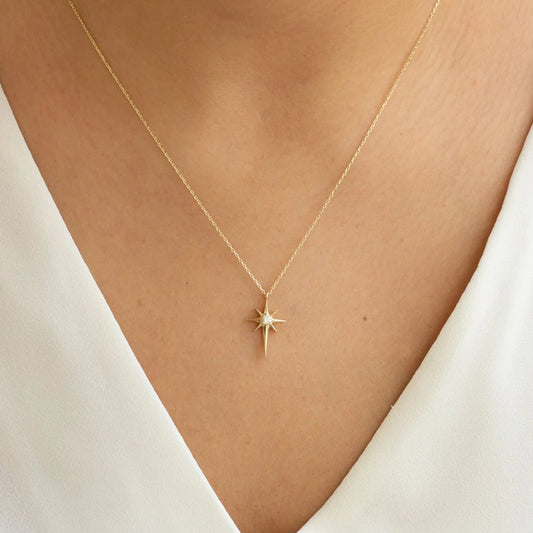 Crystal Star Pendant Gold Plated Necklace