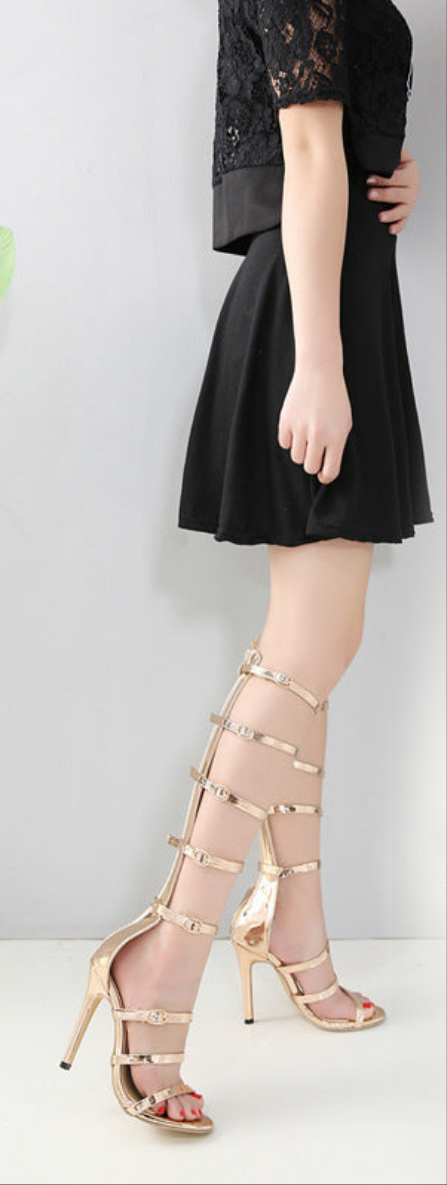 Hollow-out Roman Style Stiletto Boots