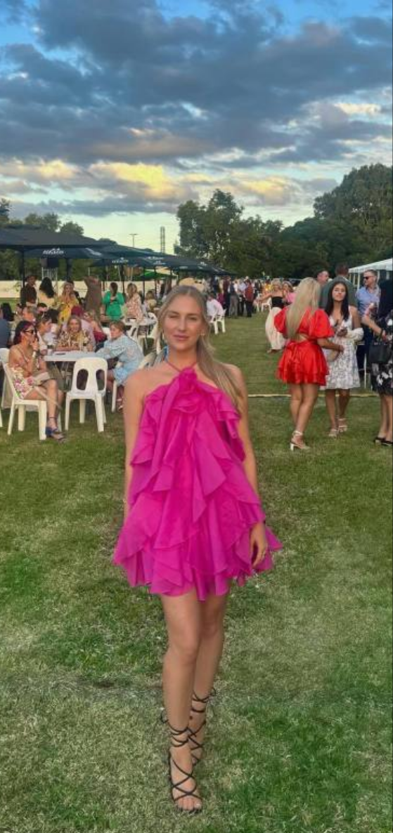 3D Flower Halter-neck Suspender Short Dress