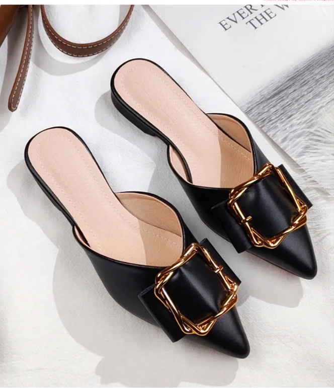 Big Bow Flat Slides Shoes