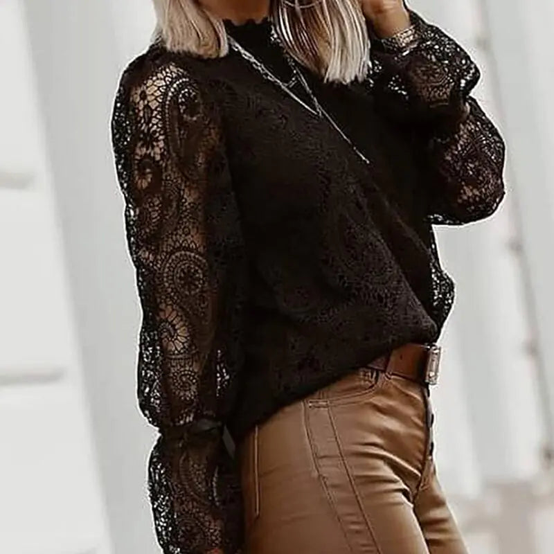 Lace Lantern Long Sleeve Blouse