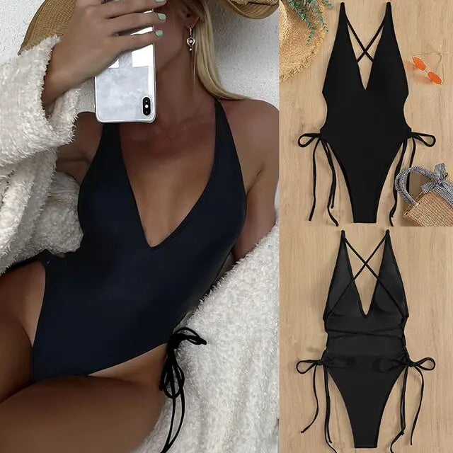 Halter-neck One-Piece Swimsuit