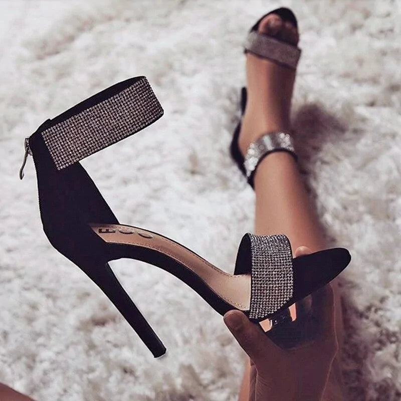 Sequin Strap High Heel Shoes