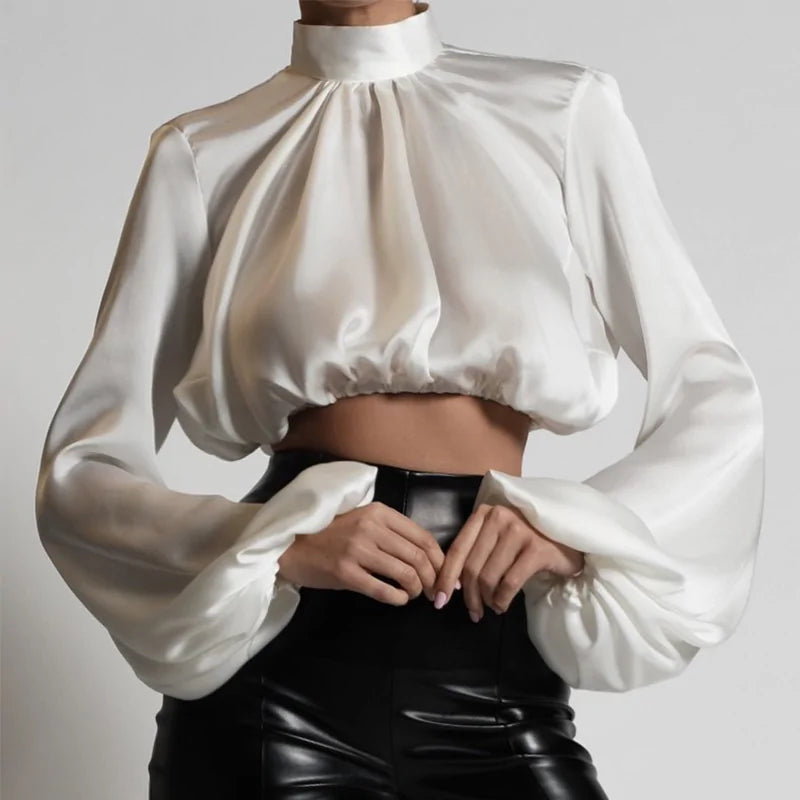 Satin High Neck Blouse