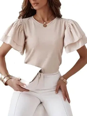 Ruffle Short Sleeve Blouse