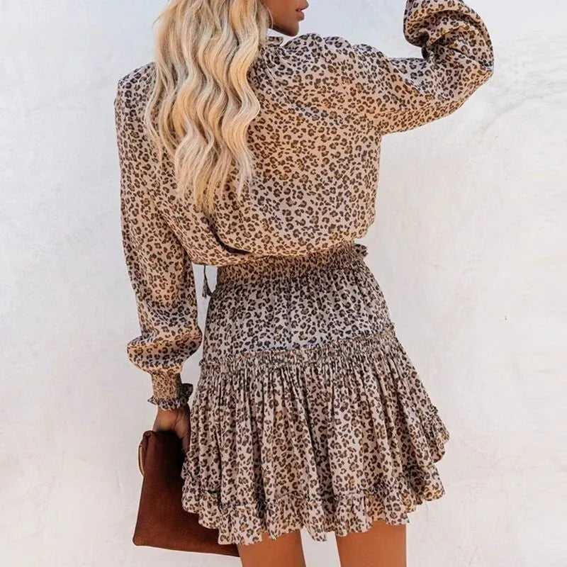 Leopard Print Ruffle Dress