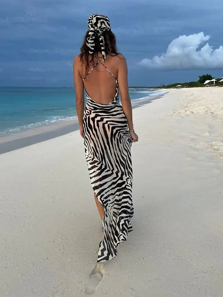 Zebra Print Side Split Dress