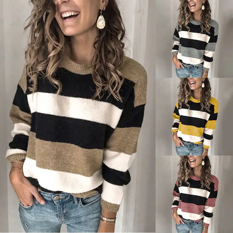 Stripe Knit Long-sleeve Sweater