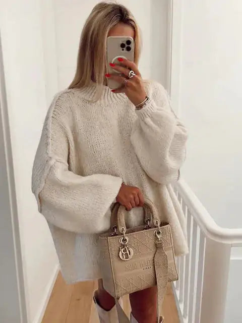 Knitted Over-sized Long Sleeve Sweater