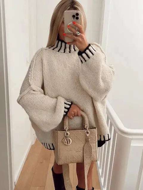 Knitted Over-sized Long Sleeve Sweater