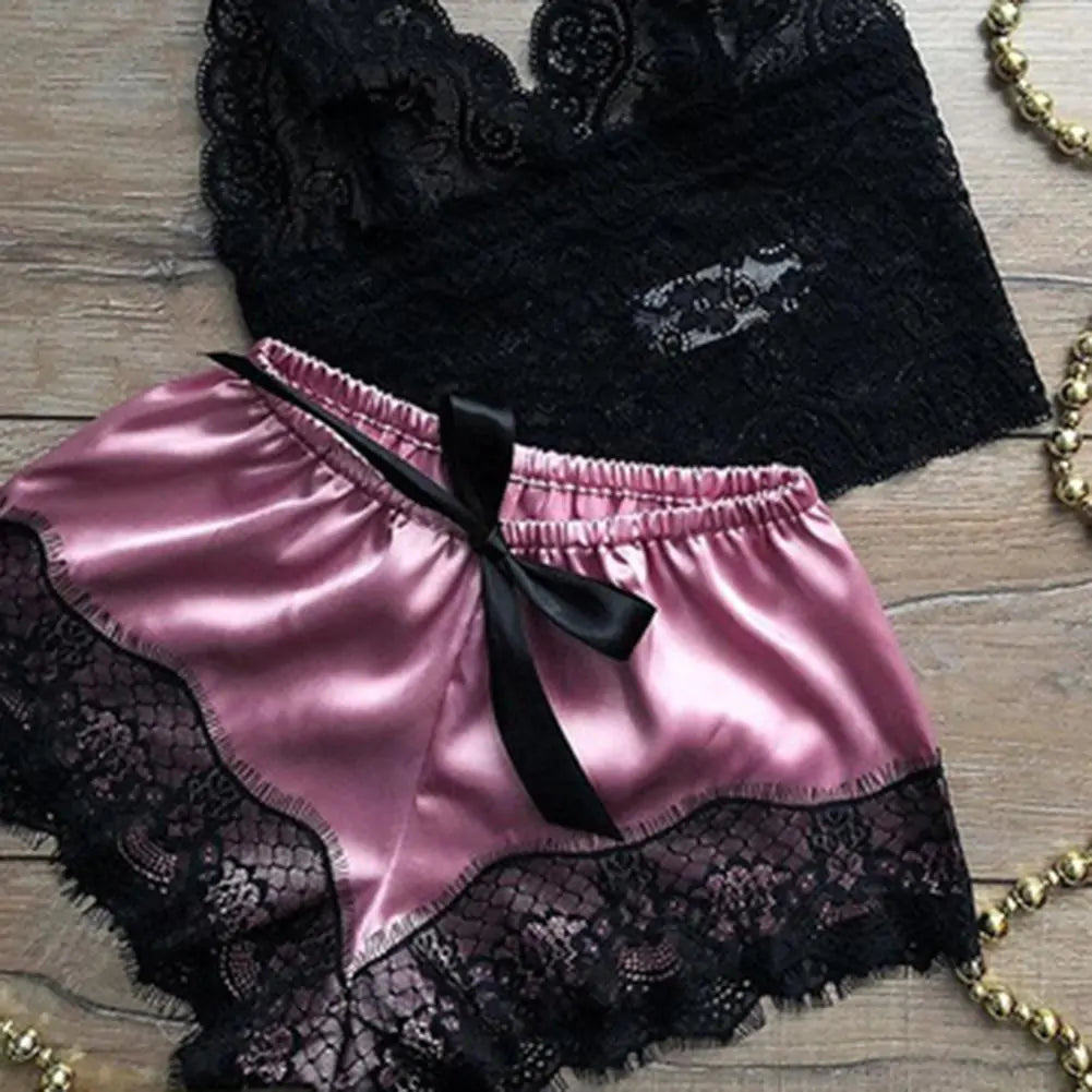 Lace Satin 2-piece Sleepwear Set