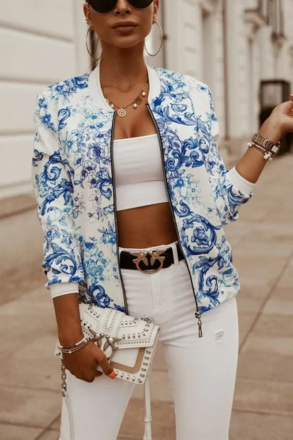 Floral Print Long Sleeve Jacket