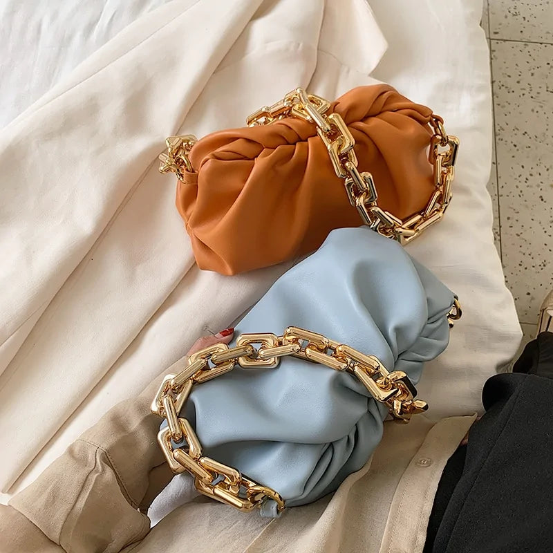 Chain Strap Soft PU Leather Cloud Bag