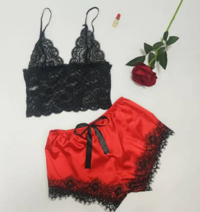 Lace Satin 2-piece Sleepwear Set