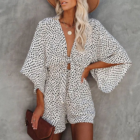 Bat Sleeves Shorts Jumpsuit