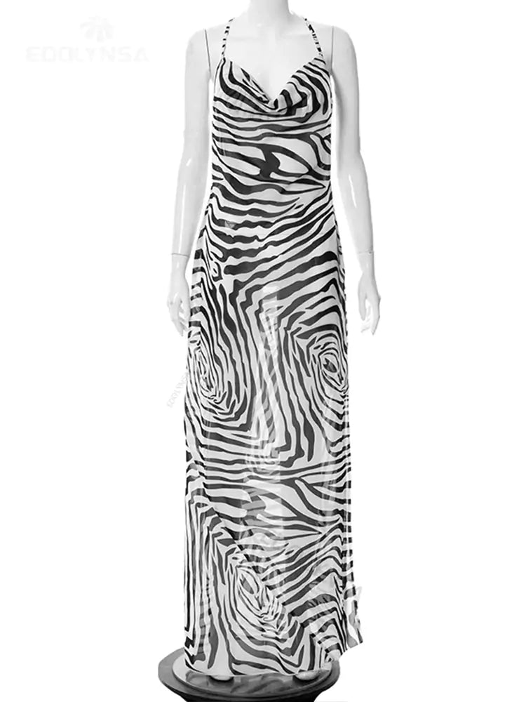 Zebra Print Side Split Dress